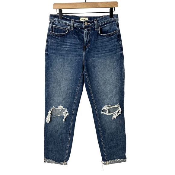 L’AGENCE Olga Cuffed Distressed Cigarette Jeans Size 27 Medium Wash - Picture 2 of 6